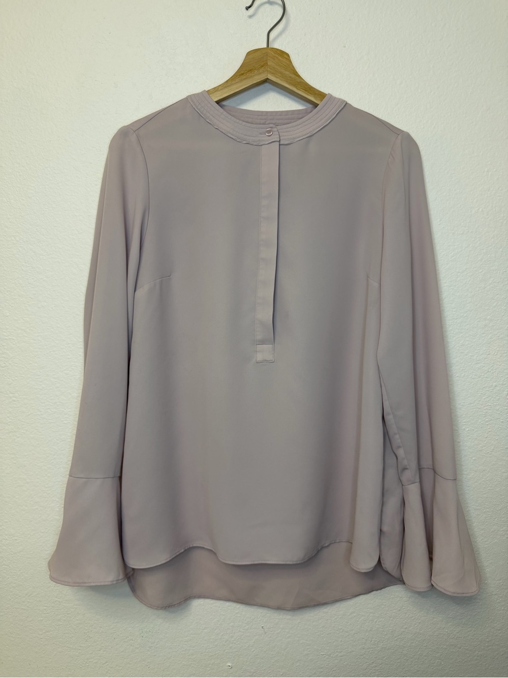 Simply Vera Vera Wang Mauve Pleated-Neck Long-Sleeve Blouse